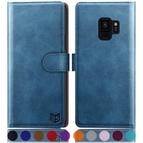 Coque Samsung S9 antichoc et anti-RFID avec porte-carte intégré bleu