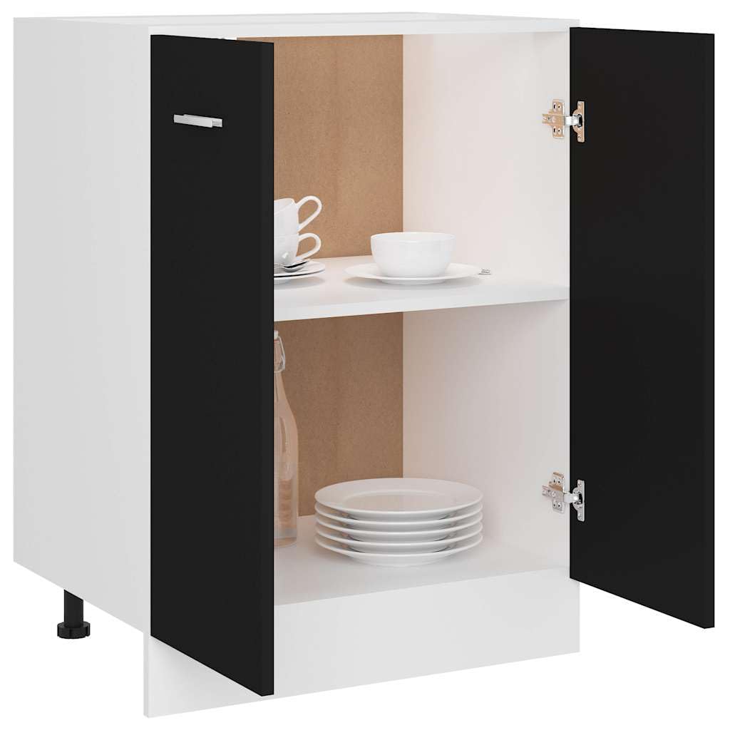 Lyon - Mobiletto da cucina in legno nero, 60 x 46 x 81,5 cm, con anta e mensola, per sala da pranzo, dispensa, caffetteria, bar, isola