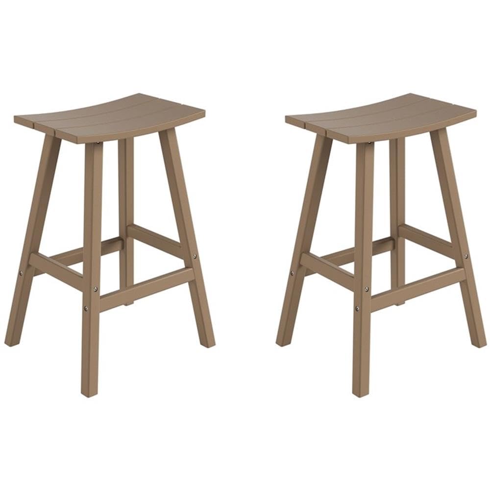 Costaelm All-Weather Bar Stools Set of 2, 29" Height Outdoor Bar Stools, Adirondack Poly Patio Bar Stool for Patio, Deck, Kitchen Counter and Garden,