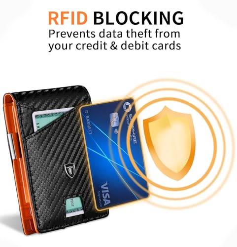 Men Slim Wallet Money Clip: Genuine Leather Minimalist Bifold Front Pocket Wallets with 12 Slots Rfid Blocking ID Window Inside Cash Fold Credit Card Holder Moneyclip Personalized Simple Thin Billfold4