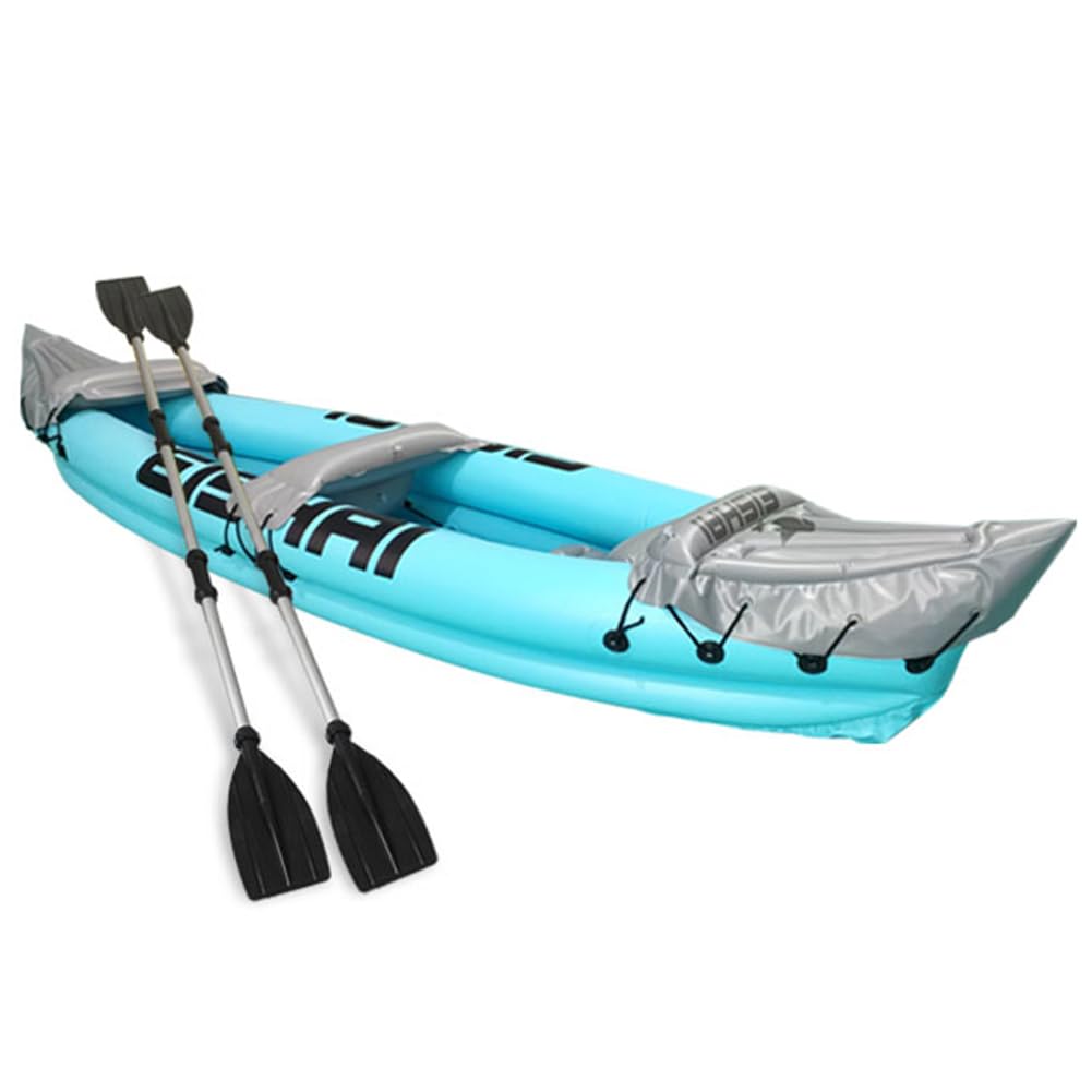 EISHAI Kayak hinchable Flow para 2 personas, material de PVC resistente, incluye dos remos, bomba, kit de reparación e instrucciones de montaje, perfecto para lagos y ríos