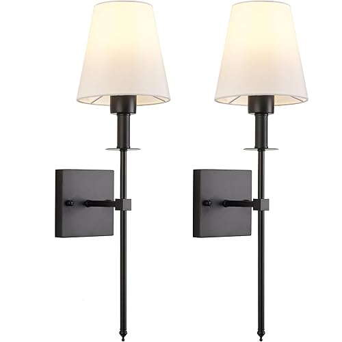 Battery Operated Wall Sconces, Dimmable & Timer, with Remote Control, NO Wiring Wireless Wall Sconces Set of Two, Rechargeable Wall Light, Warm White/Neutral White/Daylight, RGB Mode, Black
