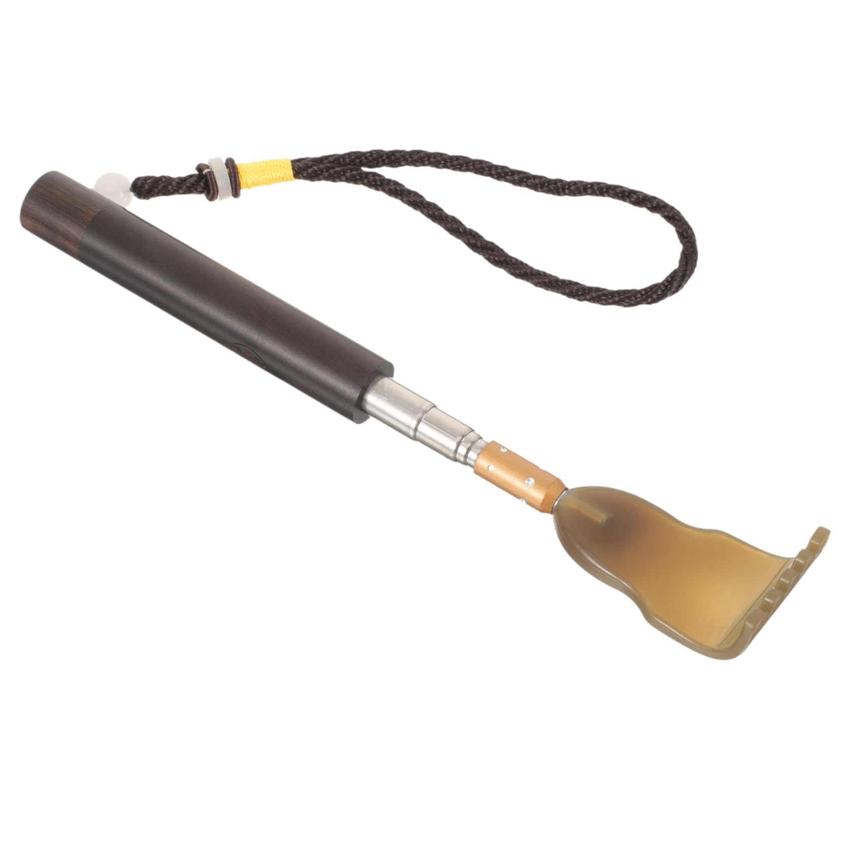 FOMIYES 4 Piezas rascador telescópico raspador cuero cabelludo portátil masaje Agarre espalda squeegee toung scraper rascador de pies rascador de espalda de bambú plástico