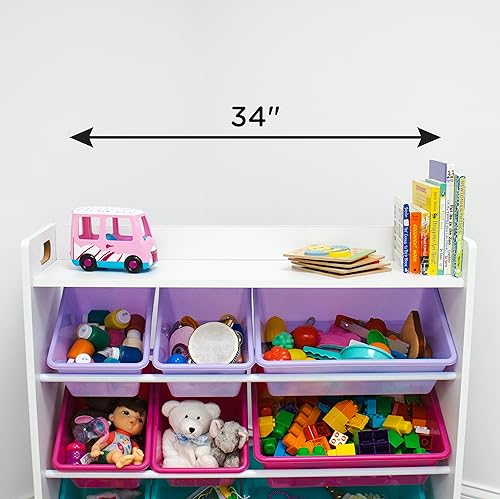 Humble-Crew-Toy-Storage-Organizer-with-Top-Shelf-and-9-Removable-Bins-WhitePinkPurpleAqua–Toddler-Bookshelf-with-Toy-Organizer-Modern-Toy-Rack-Ideal-for-Kids-Rooms-Playrooms-and-Nurseries Humble Crew Toy Storage Organizer with Top Shelf and 9 Removable Bins WhitePinkPurpleAqua–Toddler Bookshelf with Toy Organizer Modern Toy Rack Ideal for Kids Rooms Playrooms and Nurseries