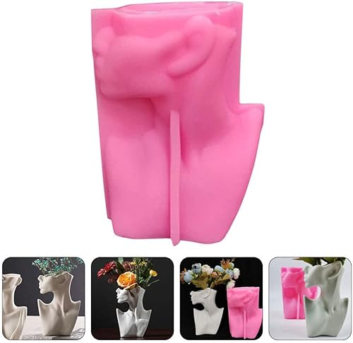 Miniatura 2 de Molde de silicona para maceta, maceta de cara abstracta, molde de silicona, para suculentas, jarrón de resina epoxi, cemento, arcilla, portavelas,