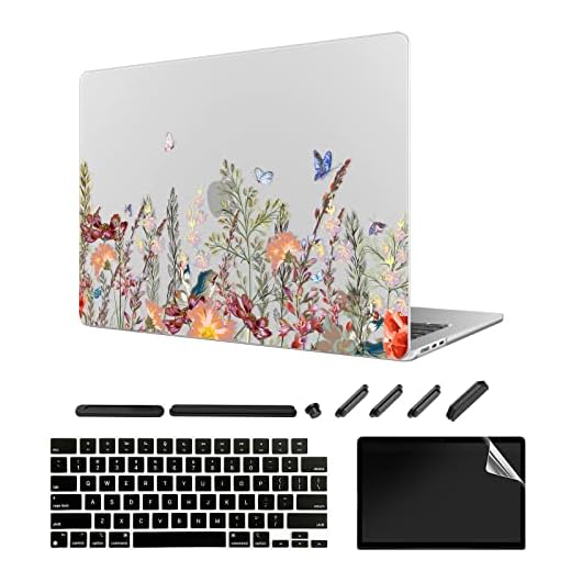 ChashenHa Capa para MacBook Air de 13,6 polegadas lançada em 2022 (modelo A2681 M2) Capa rígida de plástico com impressão UV com capa de teclado e protetor de tela e plugue de poeira, flor-13