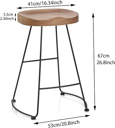 Miniatura 3 de Juego de 2 sillas de bar estilo rústico retro americano, taburete de bar simple de moda moderna, silla de comedor de madera de mediados de siglo,
