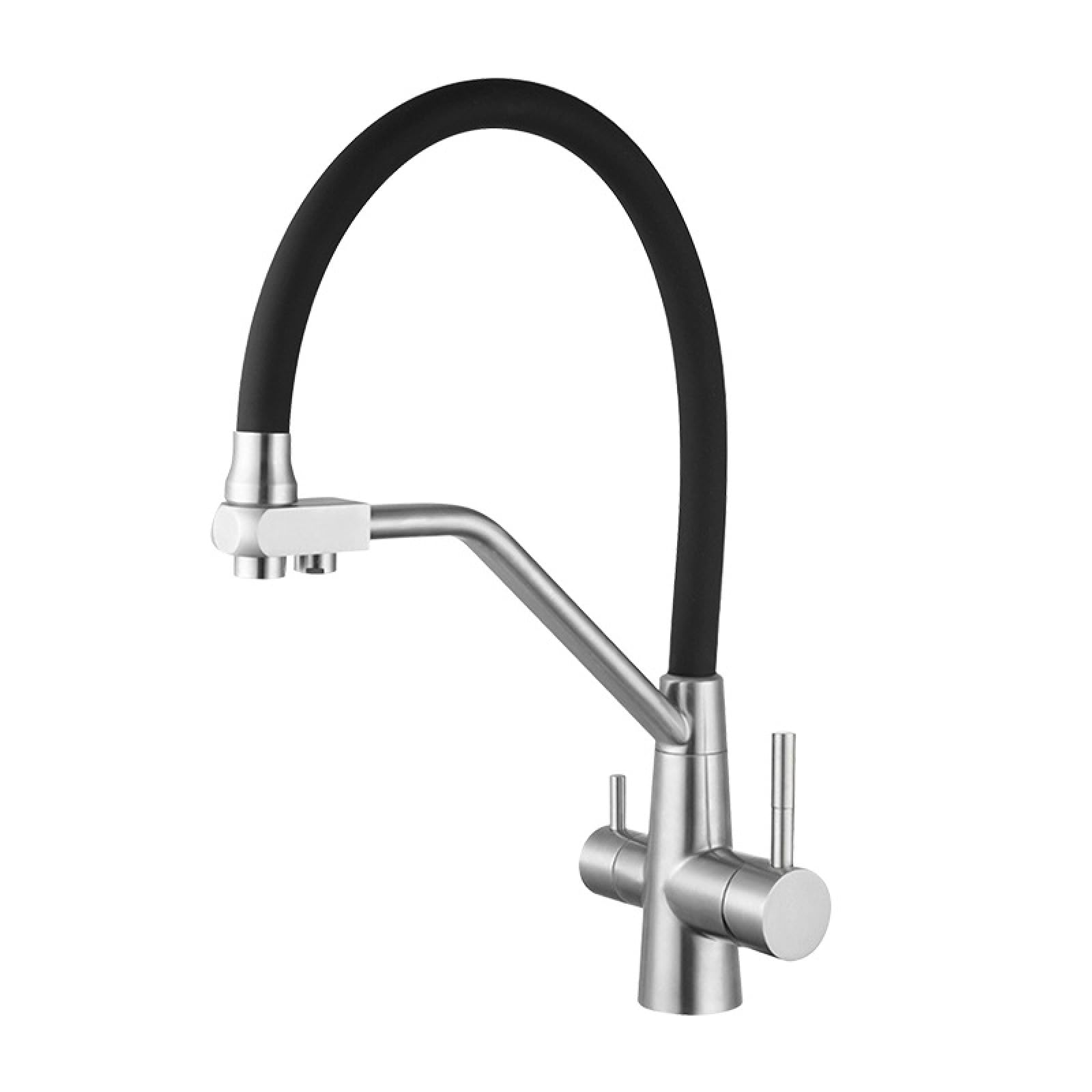 Fanjubei Brushed Silver Color Kitchen Stainless Steel Water Purification Hot And Cold Sink Faucet