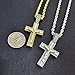 MAXBLING81 Gold Silver Plated Hip Hop Iced Glittered Jesus Body Cross Pendant & 4mm 24