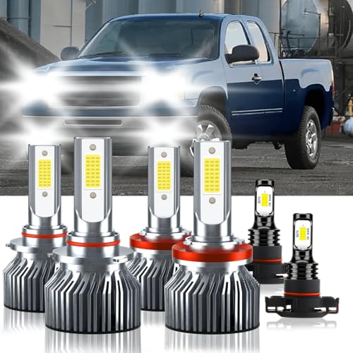 VIONTERX Compatible For GMC Sierra 2007-2013 9005 H11 High/Low Beam 5202 Fog Light Bulbs,Brightnes Bulbs For Car,Plug and Play Pack of 6