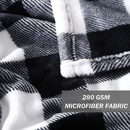 Bobor Buffalo Plaid Throw Blanket For Couch Bed, Flannel Black White Checker Plaid Pattern Christmas Decorative Throw Blanket, Super Soft Comfortable Lightweight Fuzzy Blanket (Black White, 50"X60") #TOP4