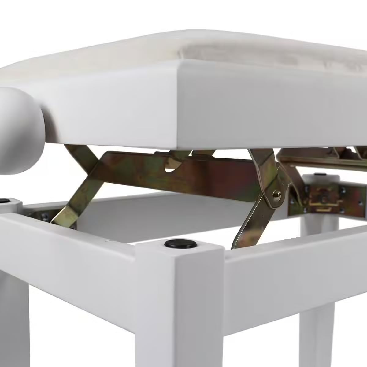 WOODBRASS KBE40 - Banqueta de piano blanco mate, regulable en altura, asiento aterciopelado, taburete teclado elegante, robusto y cómodo