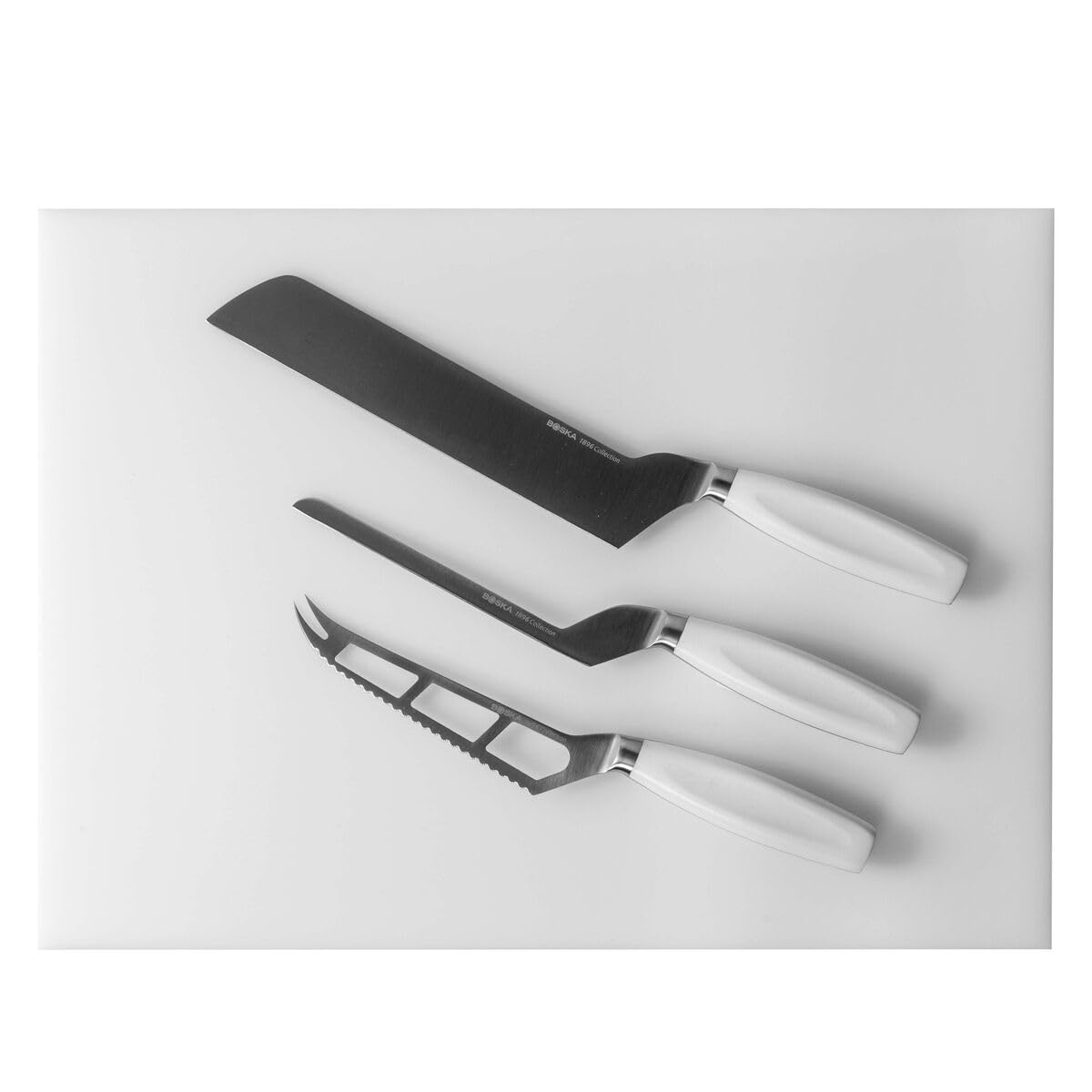 BOSKA Couteau à Fromage Professionnel – Pour fromages à croûte fleurie – Lame 210 mm – Manche Blanc – Code couleur HACCP – Collection 1896