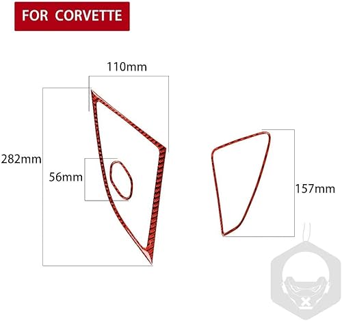 Miniatura 2 de UOADA Juego de 3 piezas de fibra de carbono roja Accesorios para el interior del coche Cubierta del altavoz Trim para Chevrolet Corvette C7