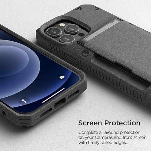 Image of VRS DESIGN Damda Glide Pro, Sturdy Semi Auto Wallet [4 Cards] Case Compatible for iPhone 13 Pro Max Case (2021) (Sand Stone)