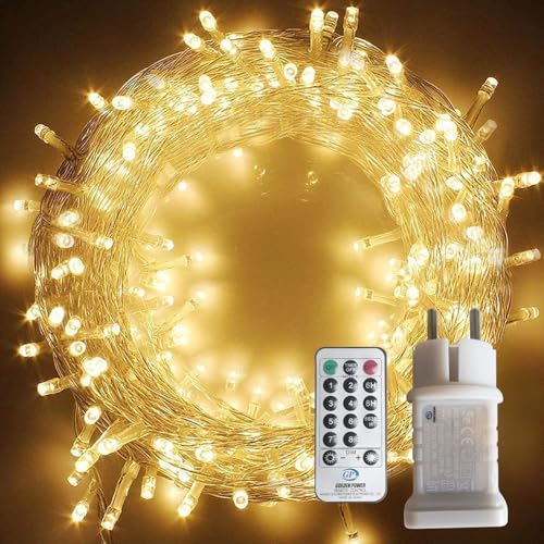 WOWDSGN 20M 200 LEDs Lichterkette, Warmweiß, 8 Leuchtmodi, Strombetrieben...