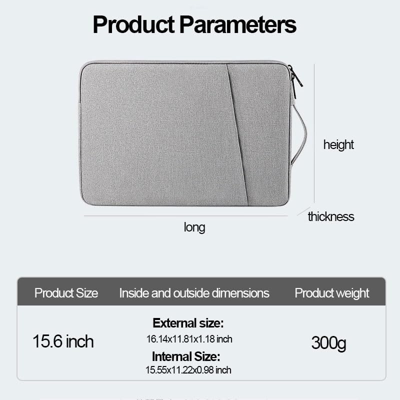 15.6In Laptop Case Sleeve, Protective Cover Bag with Accessories Pocket for 15-16In HP Asus Dell Lenovo Notebook