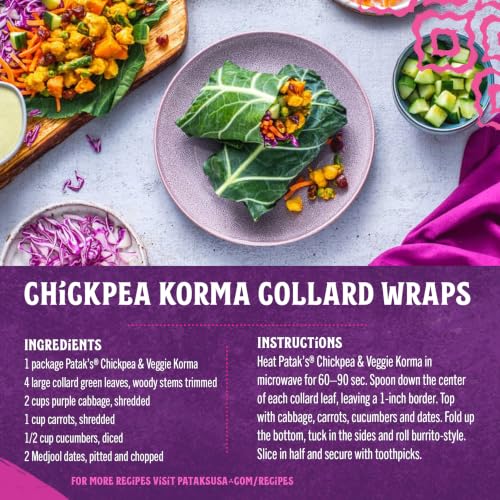 Image of Patak's Chickpea & Veggie Korma, Mild & Creamy Curry with Coconut, Chickpeas & Green Beans, Ready to Eat Meals, Vegetarian, 10.05 Ounce (Pack of 1)