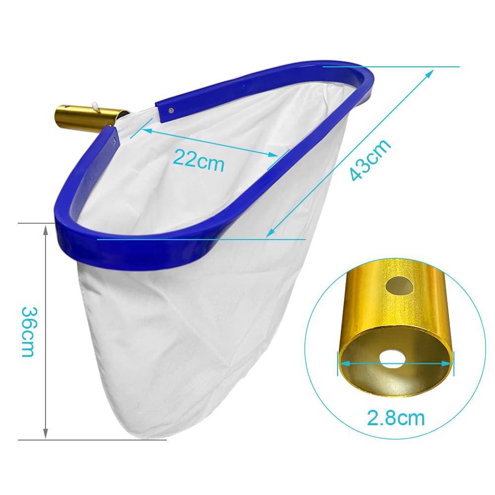 Bseical Recoge Hojas para Piscina, Profesional Red Piscina Limpieza, Recogehojas Piscina, con Malla Fina & Bolsa Grande, Accesorios Piscina Recogehojas para Limpiar Hojas/Insectos (43 x 23 x 36 cm)