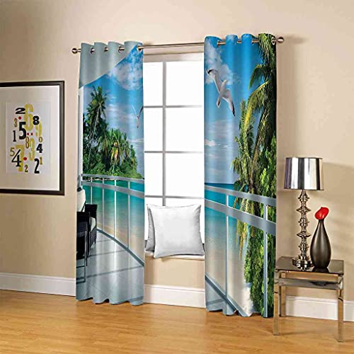 Rideau occultant enfant 264x160 cm pour transformer la chambre en un balcon vue mer - 5