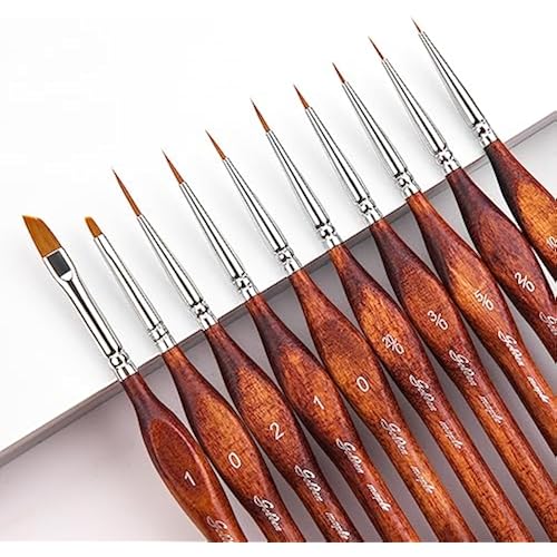 Golden Maple Miniature Model Paint Brushes-10pcs Micro Detail Paint Brush Set,Small Fine Detail Brushes for Acrylic, Oil, Watercolor & Paint by Number,Figurine