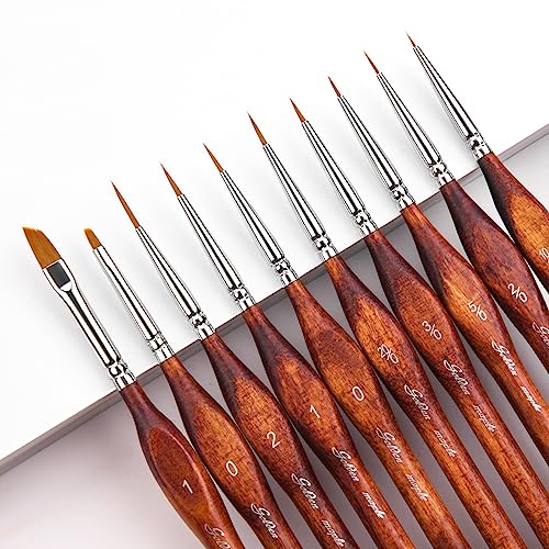 Golden Maple Miniature Model Paint Brushes-10pcs Micro Detail Paint Brush