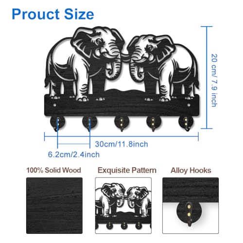 Llavero de madera de elefante MAYJOYDIY con ganchos de aleación 3