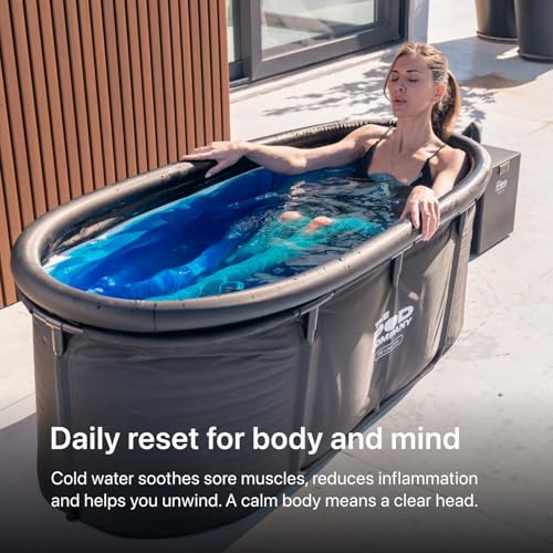 Image of The Pod Company Long Pod Cold Plunge - 126-Gallon Extra-Large Inflatable Ice Bath Tub for Cold Water Therapy - Full-Body Stretch Design, Insulated & Water Chiller Compatible
