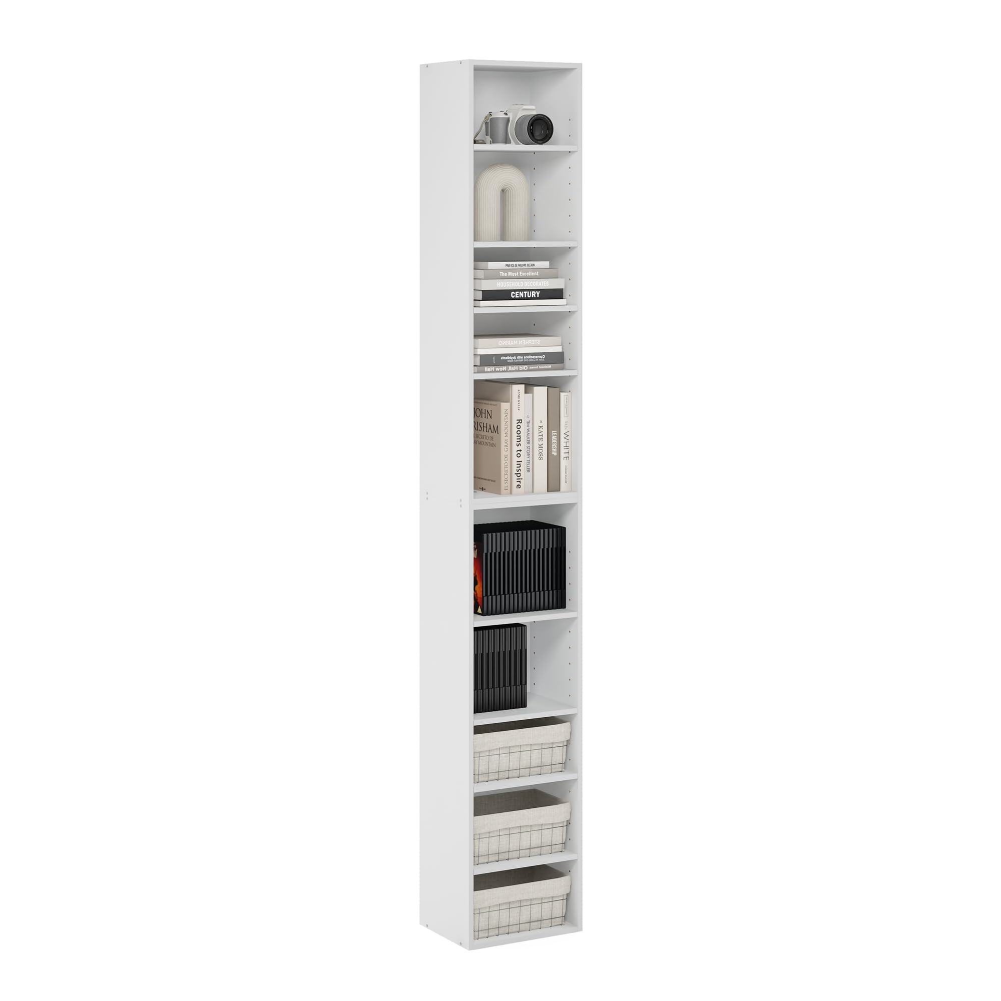furinno pasir 10-tier open shelf bookcase, white