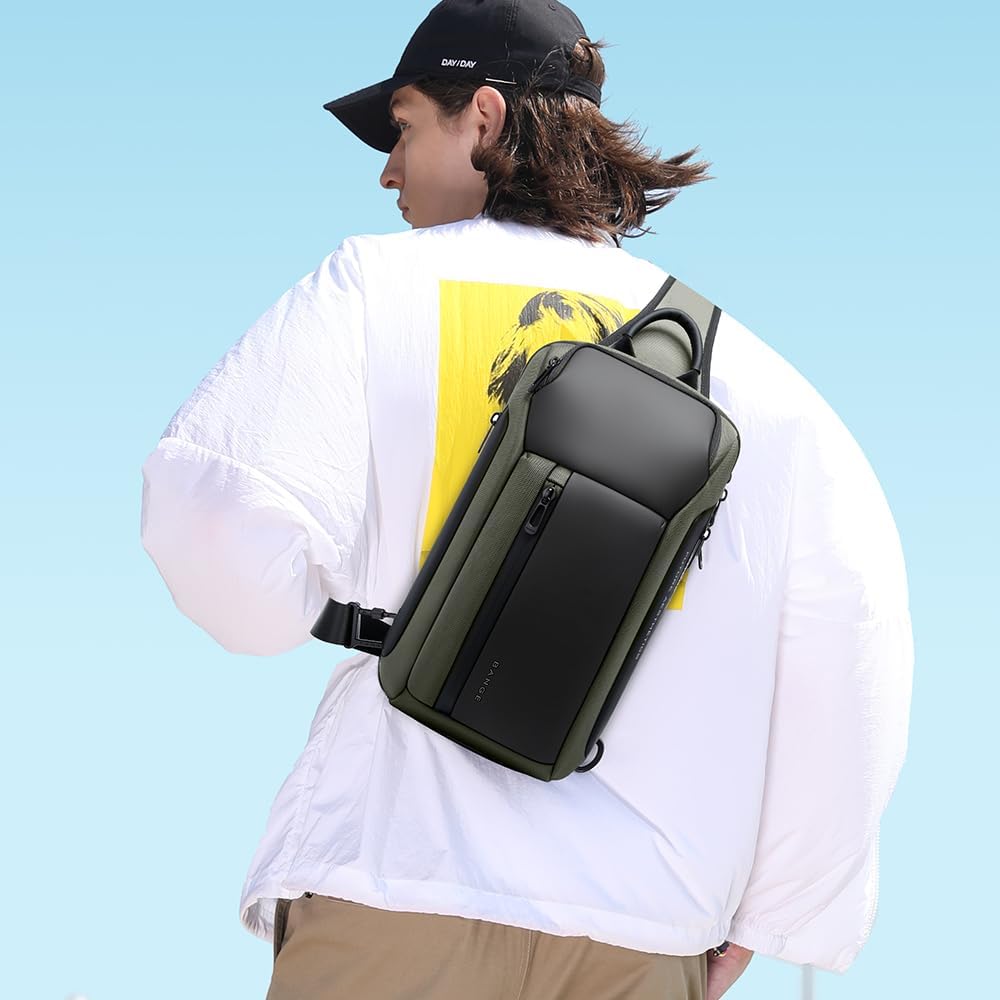 BANGE Crossbody Sling Bag, Waterproof Shoulder Backpack, Compact Travel Daypack for Men Women with Multiple Pockets