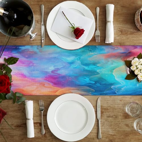 Chemin de table abstrait long pour habiller et protéger une grande table - 5