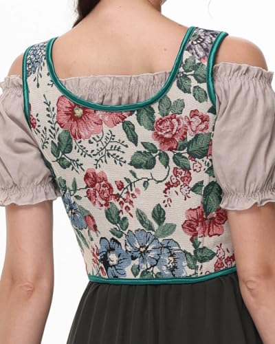 Image of CONCINEROS Women's Summer Vintage Floral Renaissance Corset Top for Women Y2k Tops Sleeveless Drawstring Crop Top