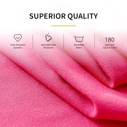 Image of Outpain 6ft Spandex Table Cloth for Standard Folding Tables-4Pack Hot Pink Table Cloth Table Protector for Party, Wedding, Cocktail, Banquet, Festival