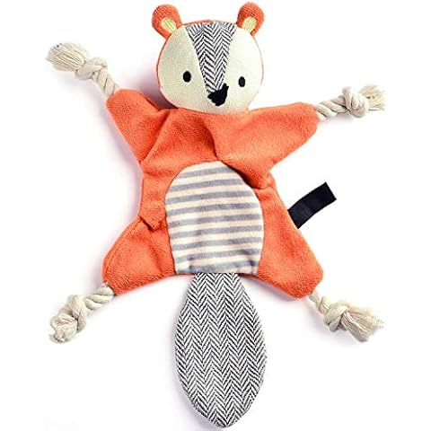Vitscan Squirrel Plush Toy, Stuffless Dog Chew Toy with Rope Knots, Crinkle Squeaky Toy for Small Dogs Cover
