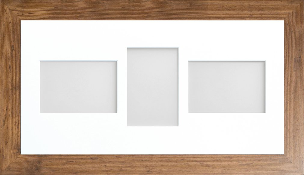 Frame Company Watson Rustic Multi-Aperture Photo Frame with Mount, 20x10 for 6x4 (x3 LPL) * Choice of Frame Colour and Mount Design* NEW