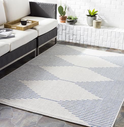 Livabliss Sevilla Indoor Outdoor Rug - Large Boho Rugs for Living Room 160x213 cm Dining, Kitchen Carpet, Patterned Neutral and Coloured Rugs, Waterproof, Stain Durable - Blue and Ivory Livabliss Sevilla Indoor Outdoor Rug - Large Boho Rugs for Living Room 160x213 cm Dining, Kitchen Carpet, Patterned Neutral and Coloured Rugs, Waterproof, Stain Durable - Blue and Ivory