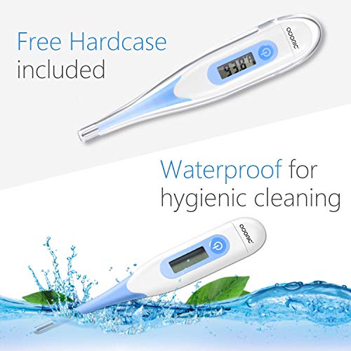 Adoric Digital Waterproof Medical Thermometer With Fever Warning, Bright Blue #TOP3