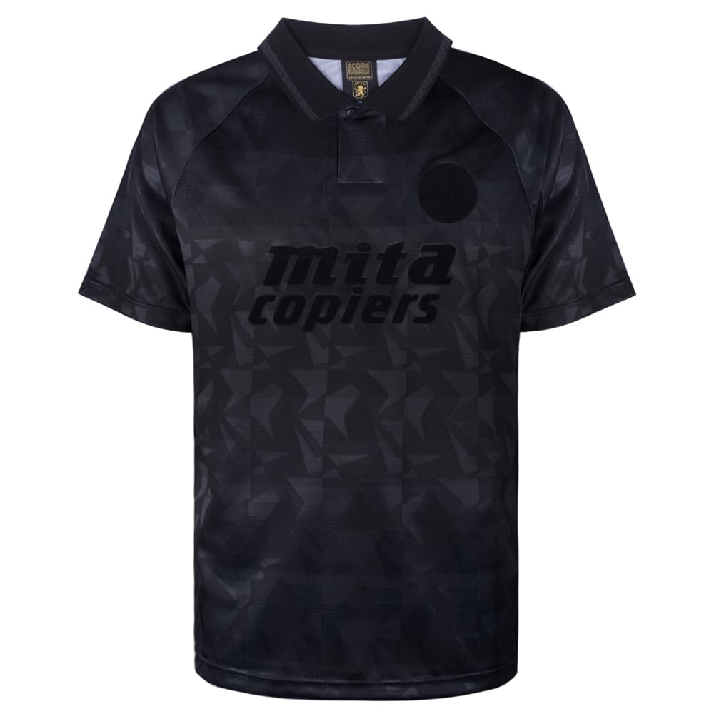 Score Draw Aston Villa 1990 Out Retro Football Shirt Black XXX-Large Polyester