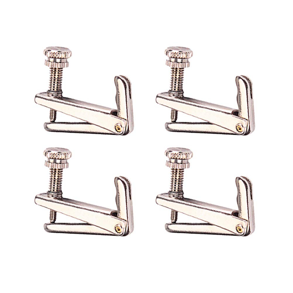 SUPVOX 4pcs Violin Fine Tuners String Adjusters with Gold Screws for Violin (Silver)