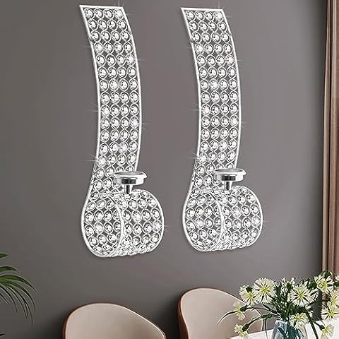 Elegant Silver Crystal Candle Sconces Set of 2 Cover