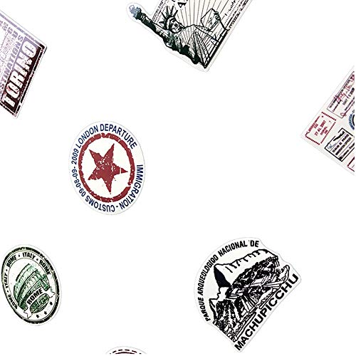 Vintage Travel Postmark Sticker Pack of 60 Stickers Suitcase Stickers for Laptops Water Bottles Luggage