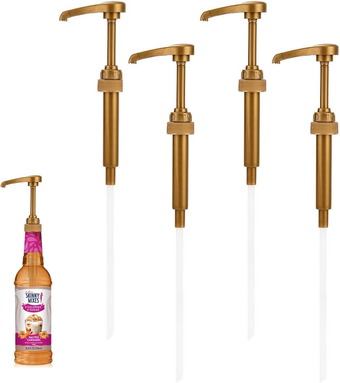 Lot de 4 pompes à sirop de café réutilisables et universelles pour bouteilles de 750 ml/1 litre | Compatible avec Monin, Torani, Da Vinci | Distributeur de sirop durable pour la maison, les cafés, les