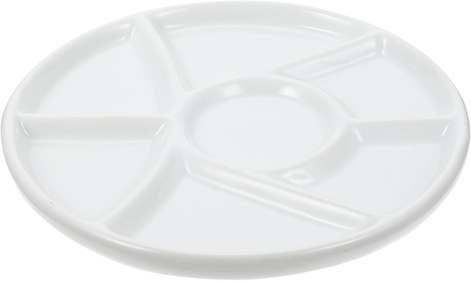 SUPVOX Ceramic Paint Mixing Tray Round Shaped Porcelain Palette for Watercolor and Gouache Painting with 6 Compartments, Light Weight and Easy to Clean for Drawing
