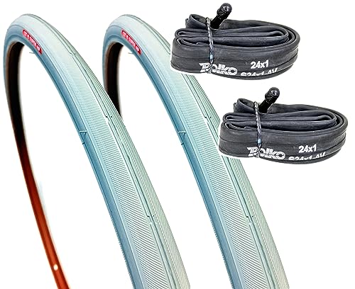 ETRTO 25-540/541 - Neumáticos para silla de ruedas (24 x 1, alta presión hasta 7,5 bar, 2 unidades, 600 x 25 A), color gris, perfil fino Super HP + Long Wear con mangueras