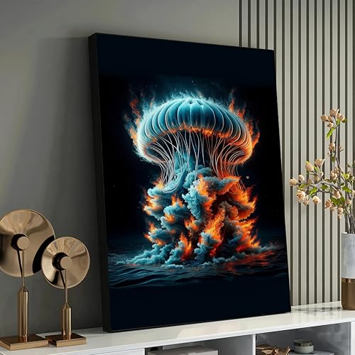 Affiche décorative d'art animalier méduse et vague tableau moderne pour mur de chambre