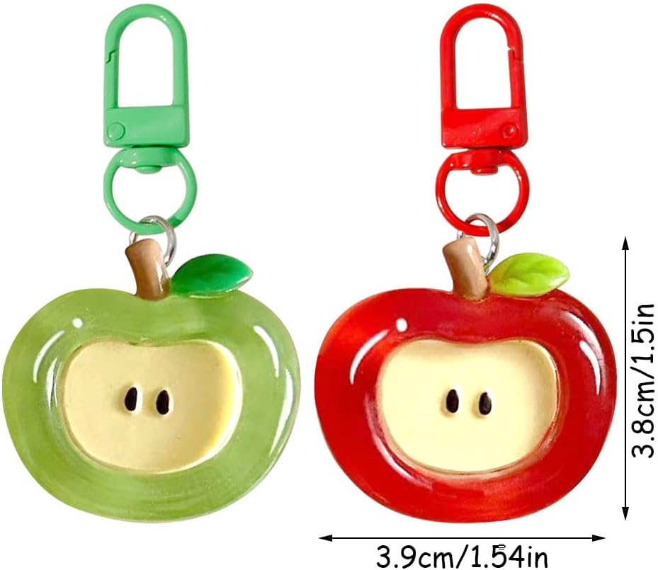 2PCS Fruit Keychain Charms Kawaii Keychain Accessories Cartoon Phone Charm Key Chains Women Cute Keychains for Women Bag Charms for Handbags Car Key Chain Purse Charm Keyrings with Fruit Pedant - Image 9