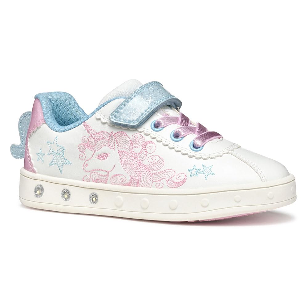Geox J Skylin Girl A, Basket Fille, White/​Pink,