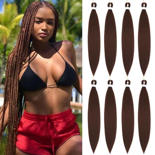 Dark Brown Braiding Hair Pre Stretched 30 Inch 8Packs Synthetic Extensions