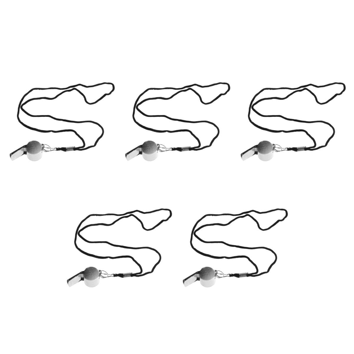 balacoo 5pcs Small Emergency Whistle Compact Soccer Whistle for Outdoor Use Metal Safety Lanyard