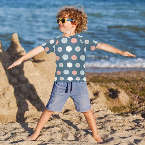 Circle Deep Blue Bathing Suit Kids Sun Protection Sports Clothes Swimwear Beach Tops 3T4